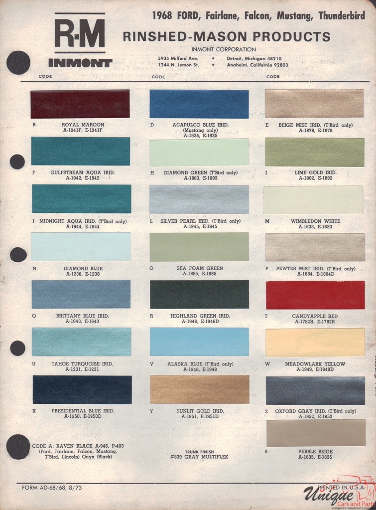 1968 Ford Paint Charts Rinshed-Mason 6